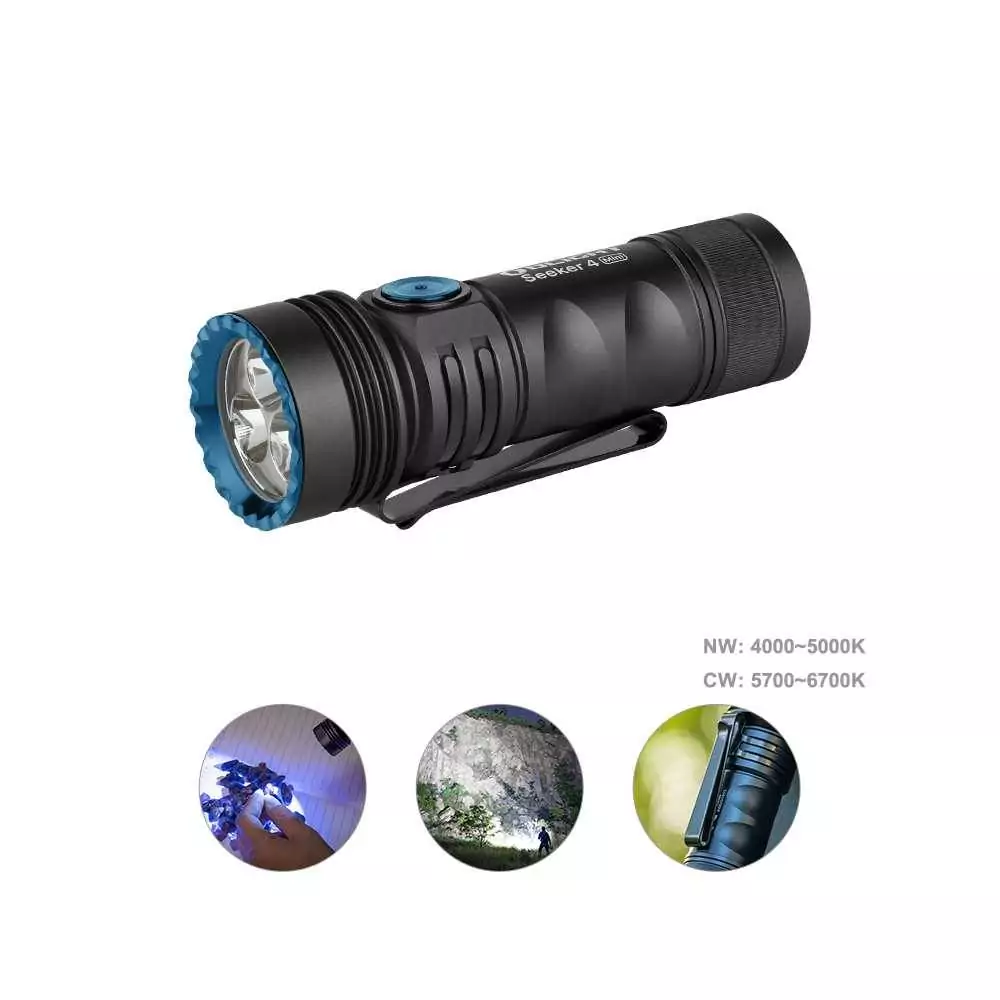 Olight Seeker 4 Mini with UV, 1200Lm, 120m Throw CW/NW