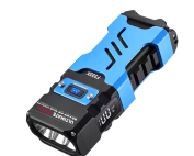 Blue and black rechargeable flashlight