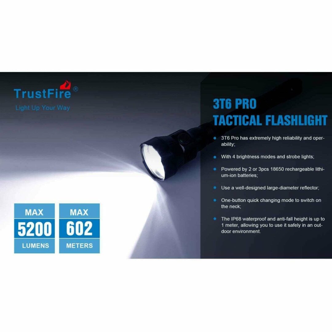 TrustFire 3T6 Pro, 5200lm, 602m - Image 3