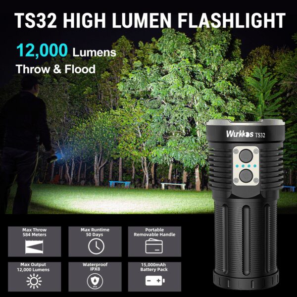 Wurkkos TS32 13000 Lumen 584m Dual-Beam Rechargeable LED Flashlight - Image 5