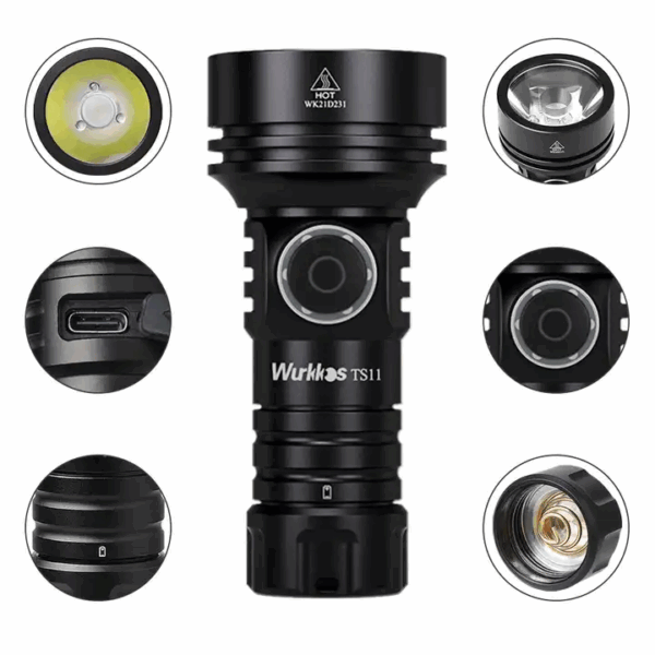 Wurkkos TS11 2000 Lumen 616m Throw Rechargeable Mini Flashlight with 18350 Battery - Image 4
