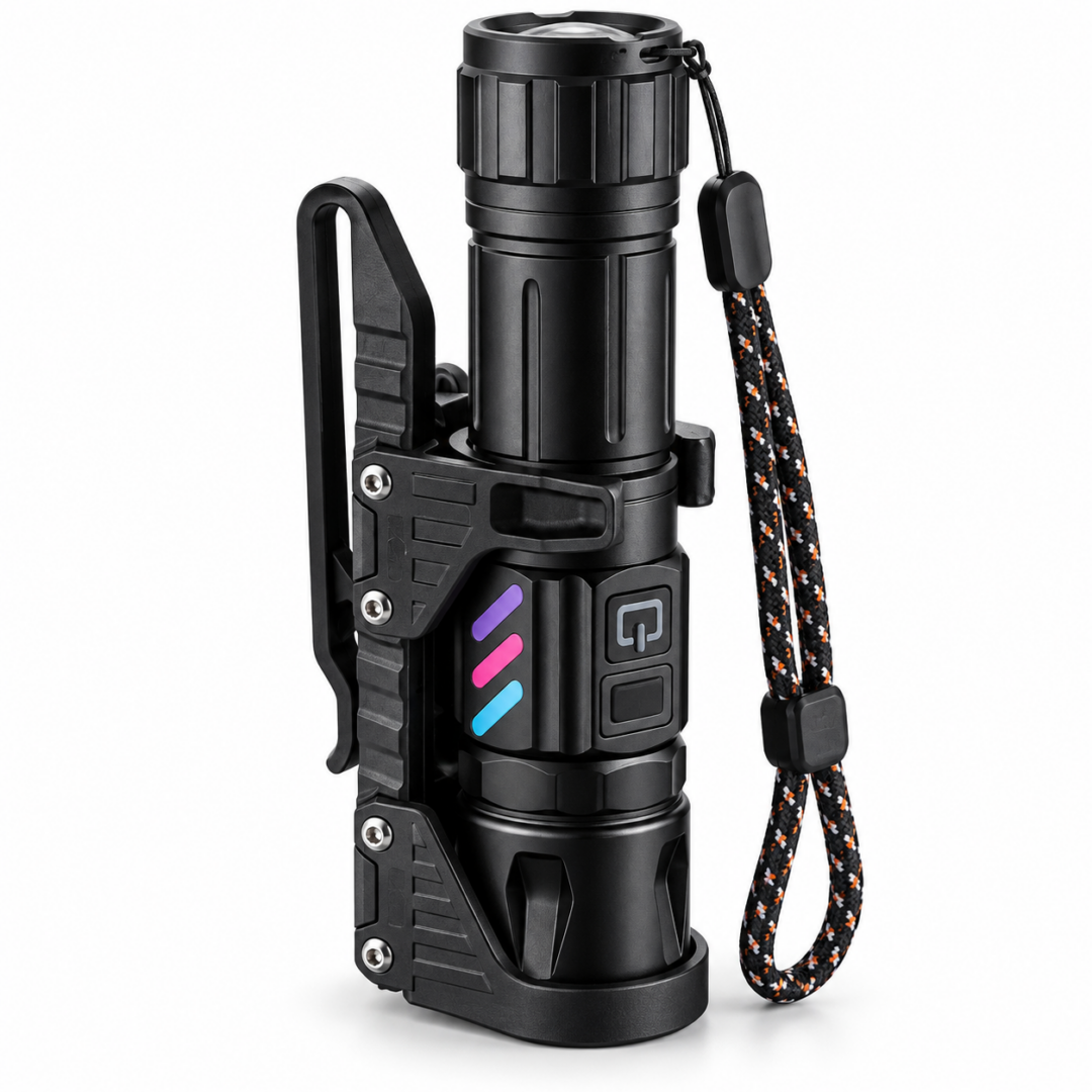 8,000LM Laser LED Tactical EDC Flashlight | Security Belt Holster - Image 2