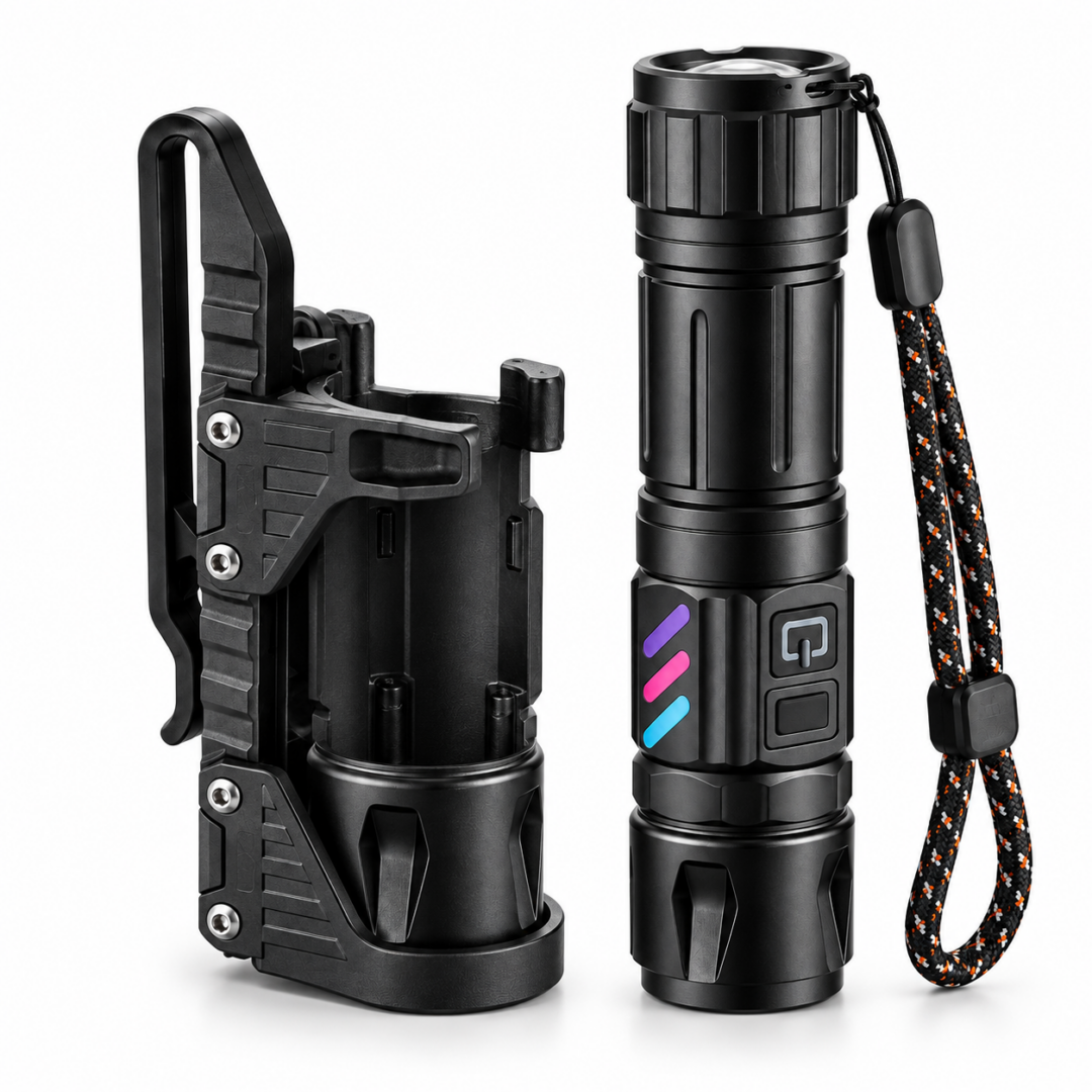 8,000LM Laser LED Tactical EDC Flashlight | Security Belt Holster