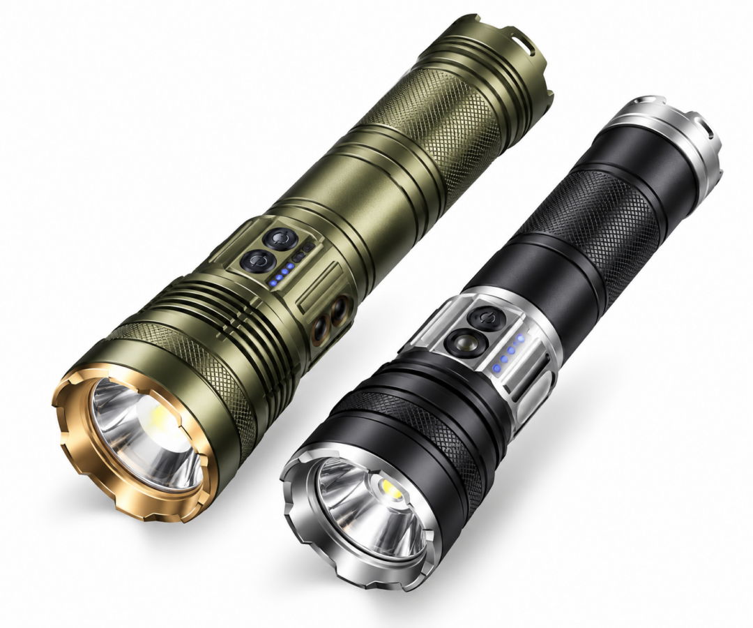 Ultimate Torch 2 × 15,000LM TRIO Tri-Colour Flashlight Combo – Black + Olive Green - Image 3