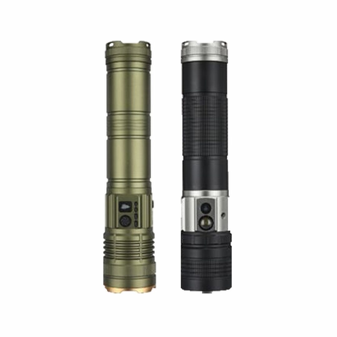 Ultimate Torch 2 × 15,000LM TRIO Tri-Colour Flashlight Combo – Black + Olive Green